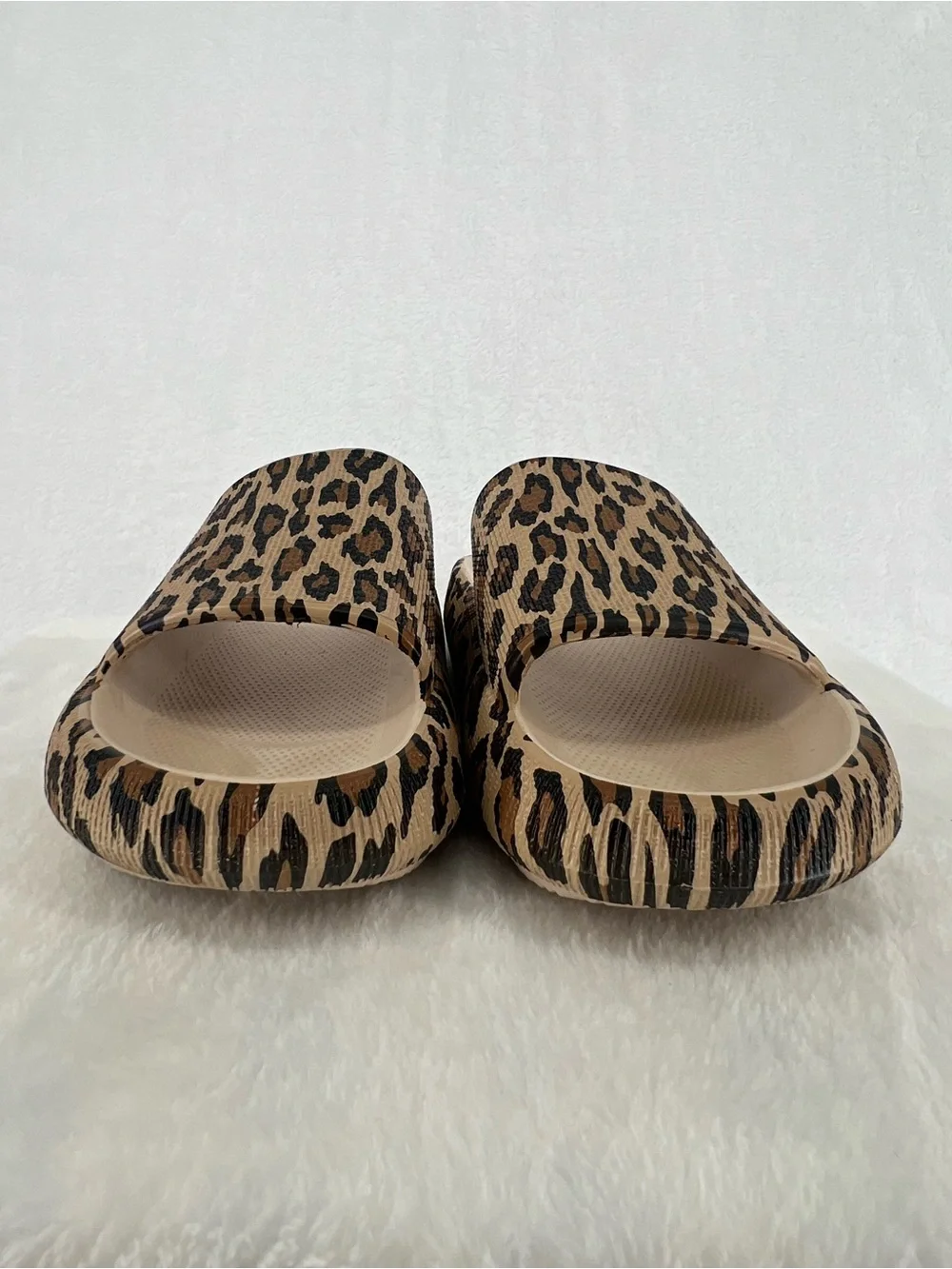 Cushionaire Feather Foam Slides Leopard New Sz 8 Comfy Cloud Cushion Shower Spa